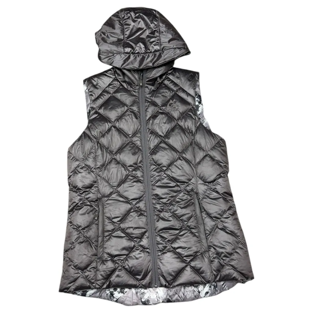 Gerry Silver Gray Reversible Quilted Puffer Vest with Hood Size Medium EUC - Image 13