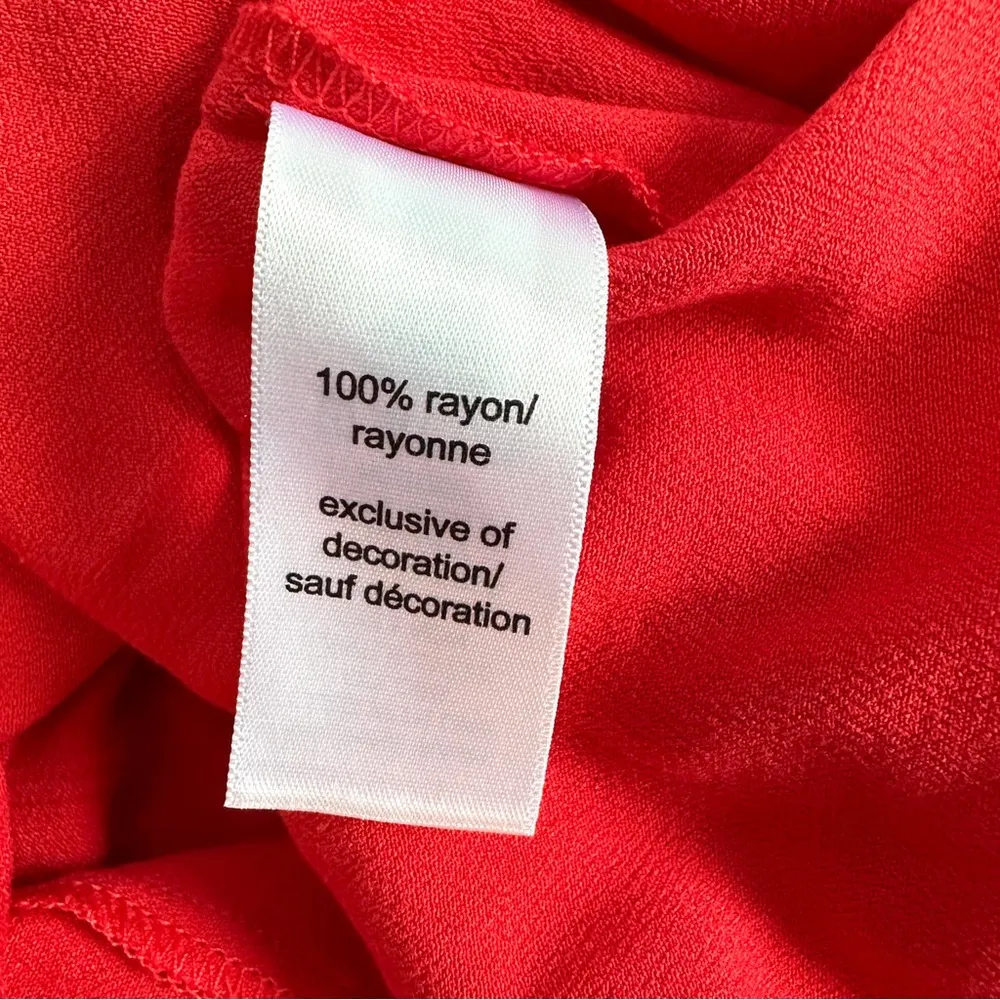 Maurices Peplum Top XL Red Embroidered Trim Floral Flutter Sleeves 100% Rayon - Image 8