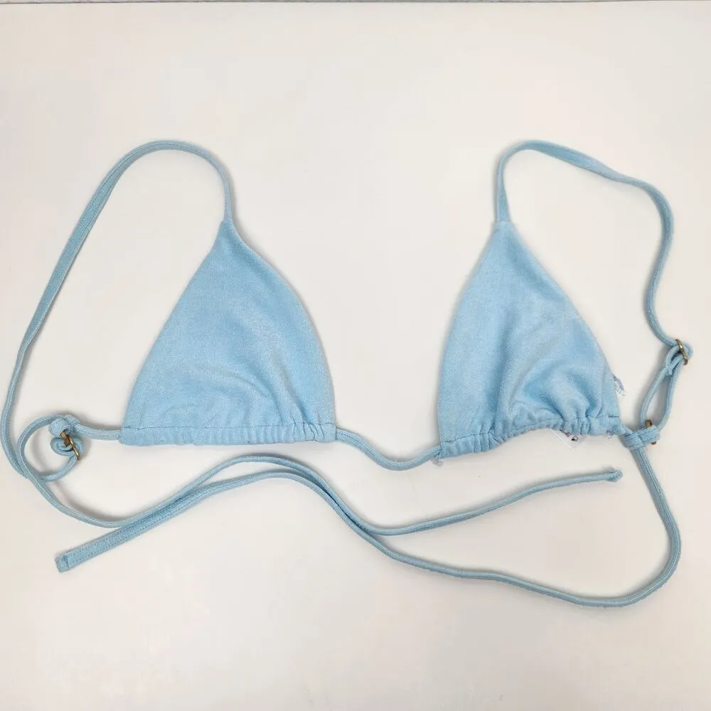 L*Space Brittany Triangle Bikini Top in Sky Blue Terry Size Small NWT - Image 3