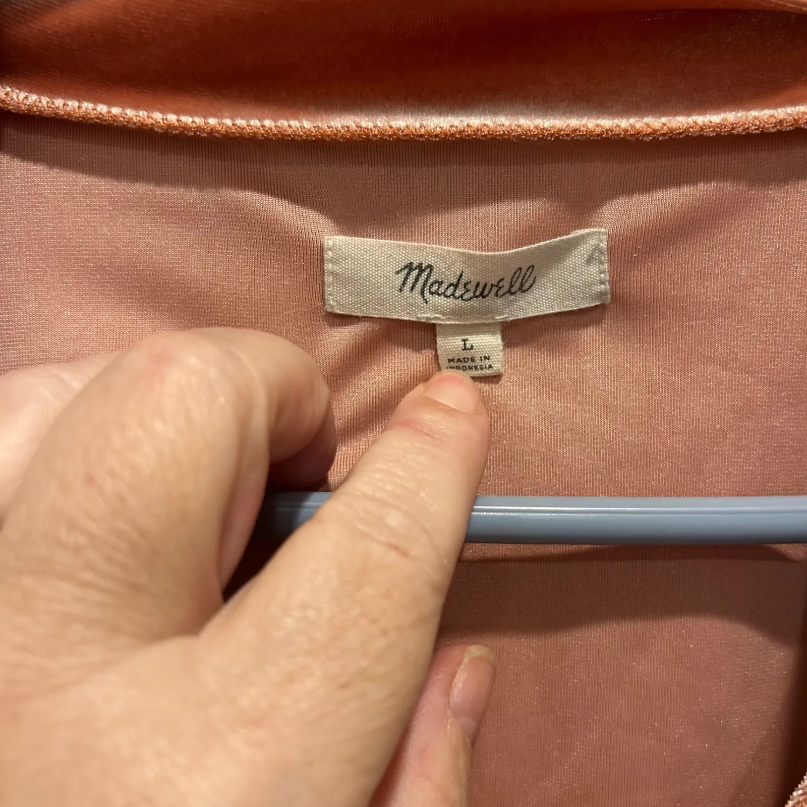 Madewell Velvet V Neck Short Sleeve Top Rose Pink Size L Holiday Party New Years - Image 3