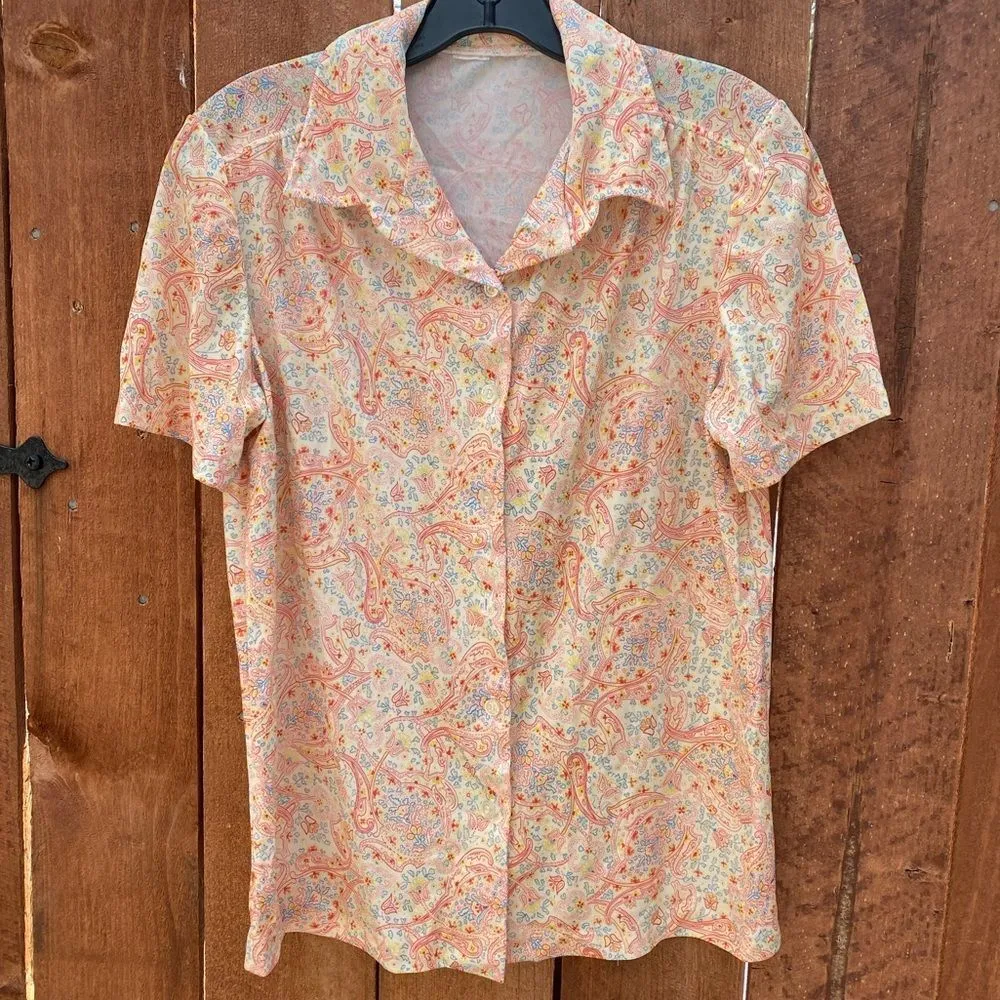 Vintage Short Sleeve‎ Shirt Polyester Size M - Image 2