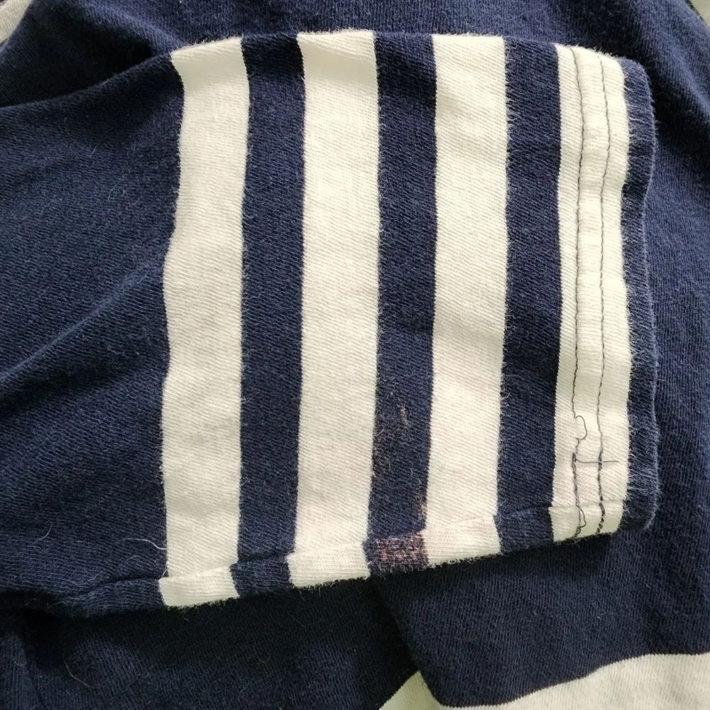 J. Crew Striped Top 3/4‎ Sleeve Boat Neck Pink Accent Casual Tee Shirt Medium - Image 7