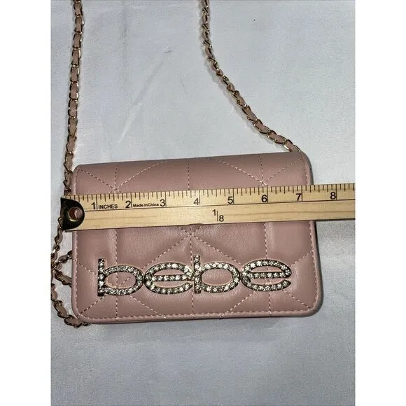 Bebe‎ Light Pink Cross Body Clutch Bag Bling With Strap - Image 6