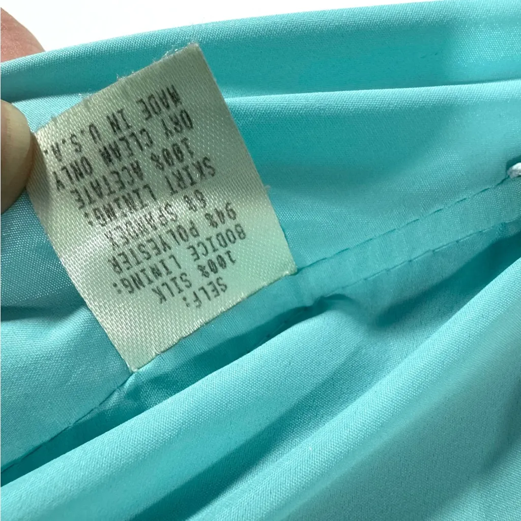 Nanette Lepore Strapless Silk Dress – Blue Peacock Feather Print - Size 6 - Image 5