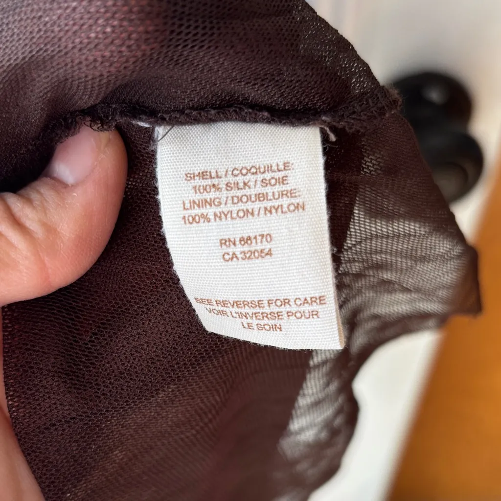 Free People  Silk Brown Floral Cap Sleeve Mini Dress - Image 4