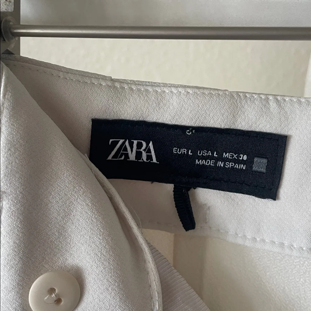 ZARA White High-Waisted Tailored Trousers | Wide Leg | Made in Spain - Image 8