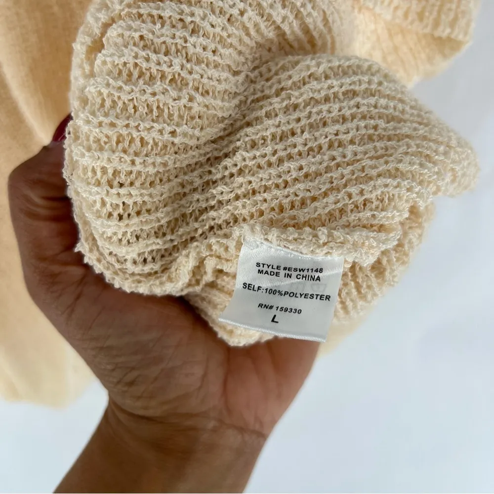 Driftwood Daydreams Hooded Short Sleeve Dolman Oversized‎ Open Knit Sweater L Size L - Image 9