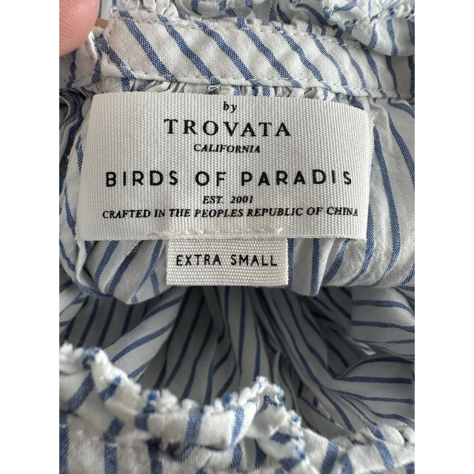 Trovata Birds Of Paradis Carla Highneck‎ Shirt XS Stripes Flutter Sleves #AA6 - Image 3