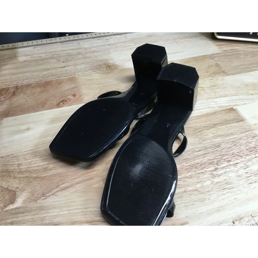 Jeffrey Campbell Jamm-3 Women's 8 Black Leather Slip-On Open-Toe Heel Sandals - Image 5