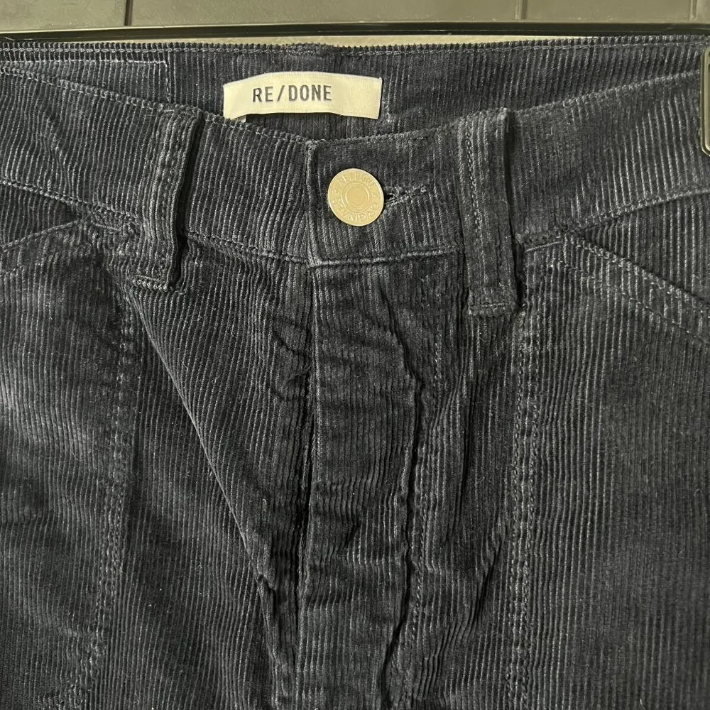 $295 NWT RE/DONE 70S COTTON CORDUROY NAVY FLARED PANTS SZ 25 - Image 5