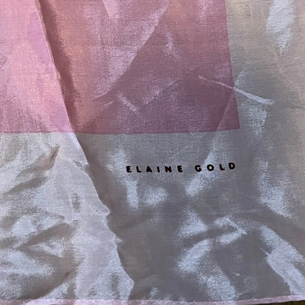 Elaine Gold Pink Square Scarf bold geometric pattern nested squares 80 cm - Image 6