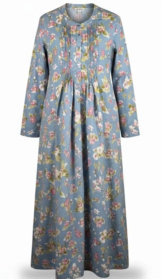Ella Simone 100% Cotton Blue Floral Nightgown Women's Large Cottage Traditional - Image 1