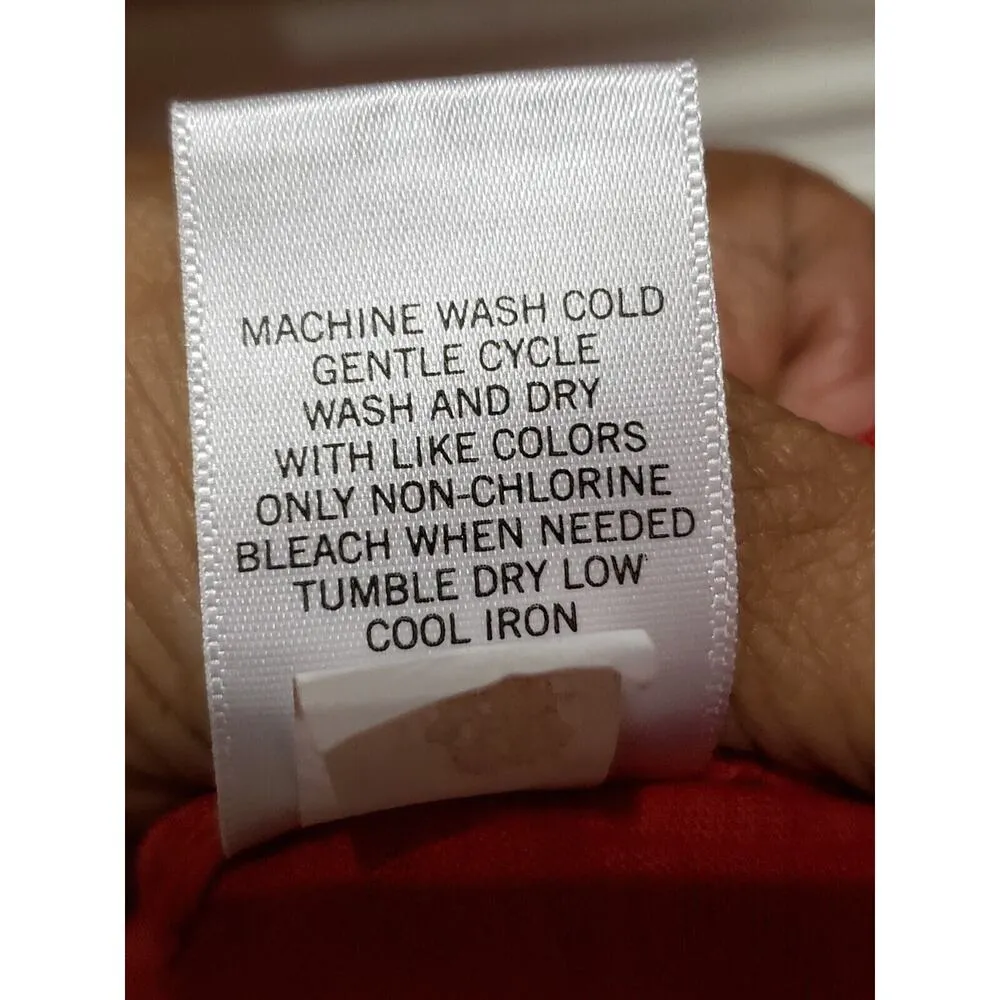 Banana Republic Women's Red Cotton Round Neck Short Sleeve Knee Length Dress M - Image 11