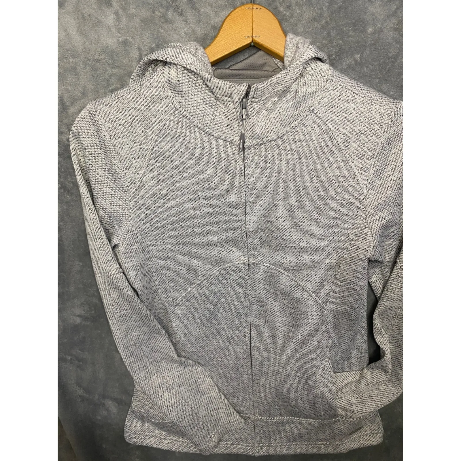 Mondetta Heathered Full Zip Hoodie Jacket Gray Textured Athletic Women's M - Image 8