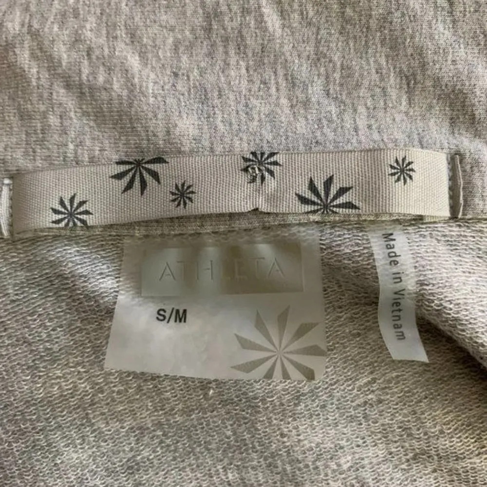 Athleta Wrap Cardigan Sweatshirt S M Grey Cowl Neck Buttons Zippered Pockets - Image 8