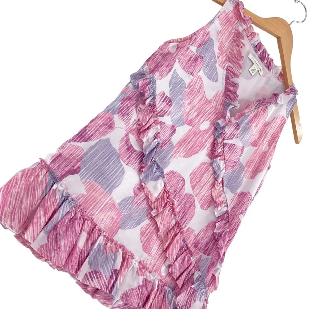 Banana Republic Tank Top Womens Sz Small Multi Floral 100% Silk Ruffle V Neck - Image 5