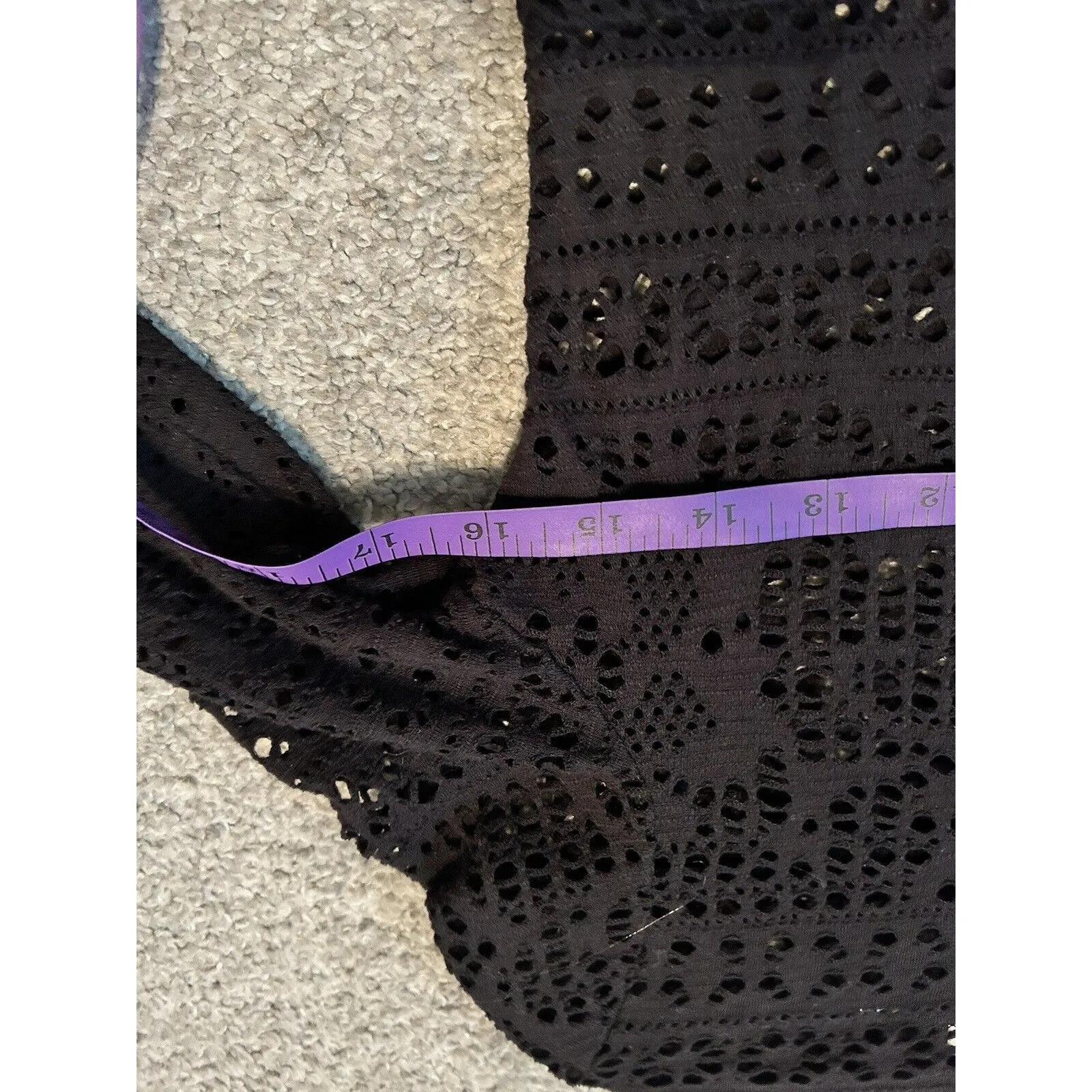 FP Beach Black‎ Eyelet Mock Neck Long Sleeve A-Line Mini Dress XS - Image 6