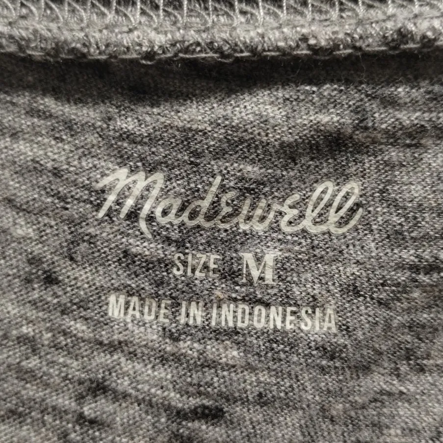 Madewell Size Medium Heather Gray Long Sleeve Round Neck Pocket Tee T-Shirt - Image 4
