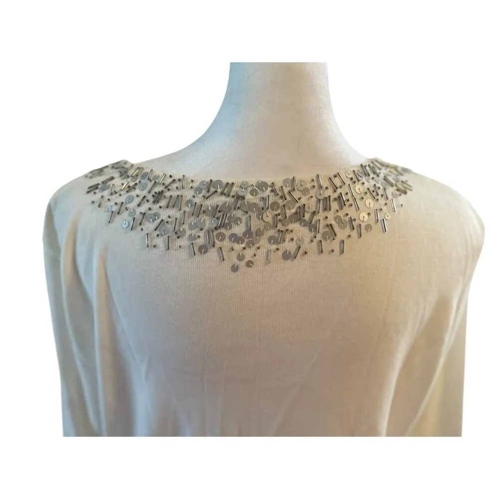 Rafaella White 100% Cotton Cardigan Sweater Size Petite Medium - Image 5