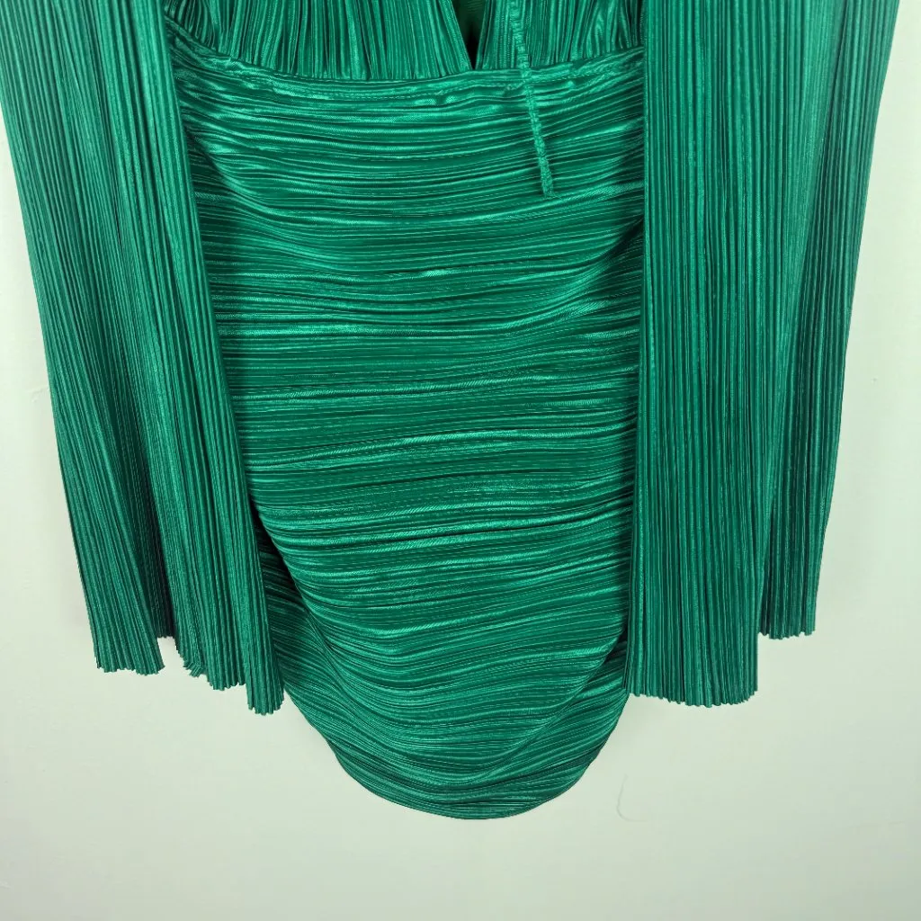 Hello Molly Hype Girl Plisse Long Sleeve Mini Dress Green US Size 8 - Image 12