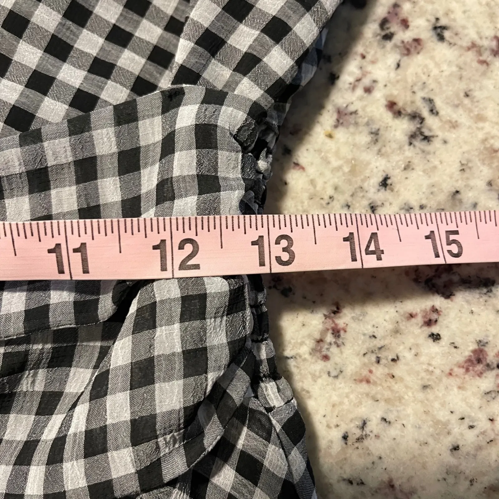 BAILEY 44 Black White Gingham V Neck Twist Knot Smocked Waist Midi Dress Medium - Image 11