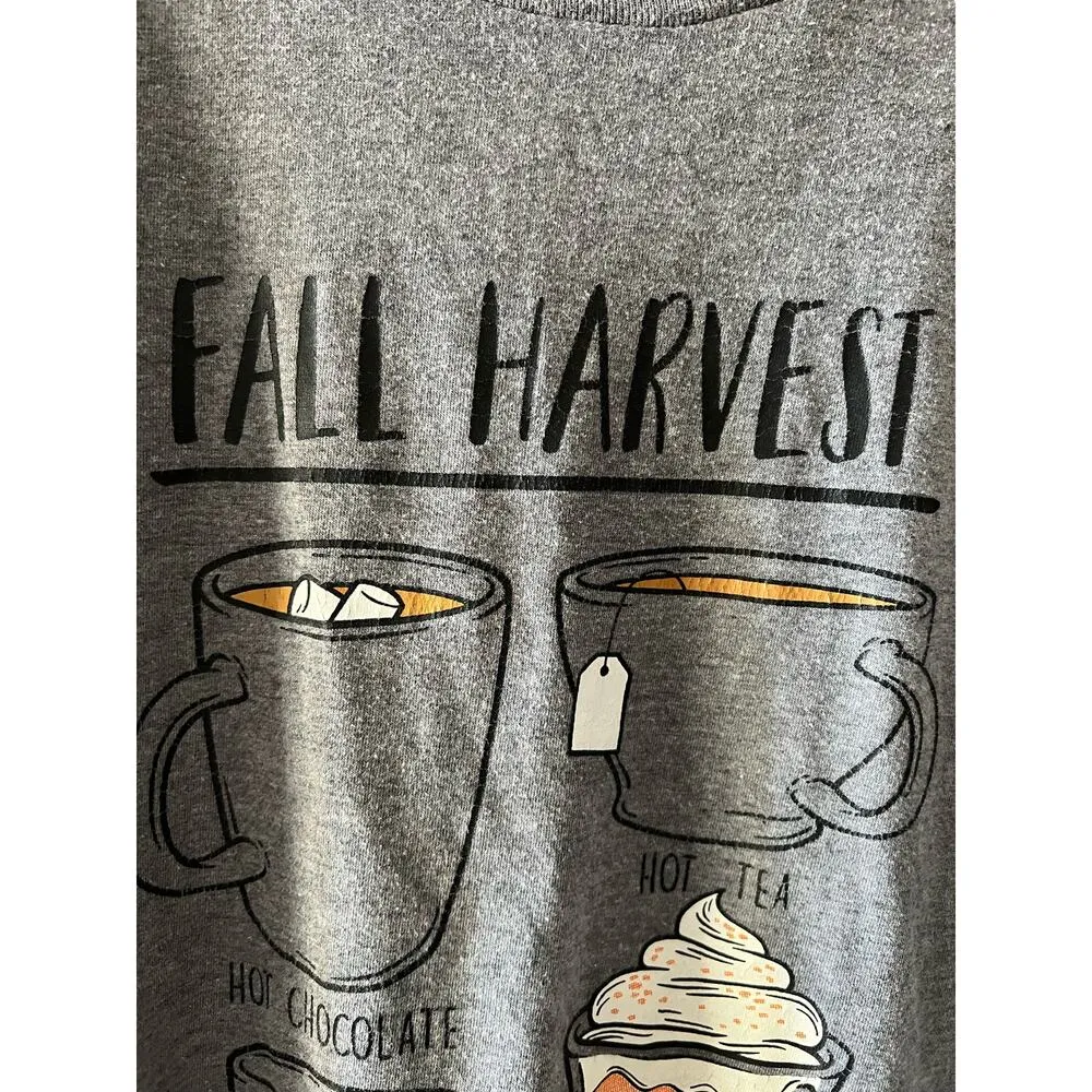 Instant Message Tee Fall Harvest Hot Chocolate Pumpkin Spice Apple Cider Gray M Size M - Image 5