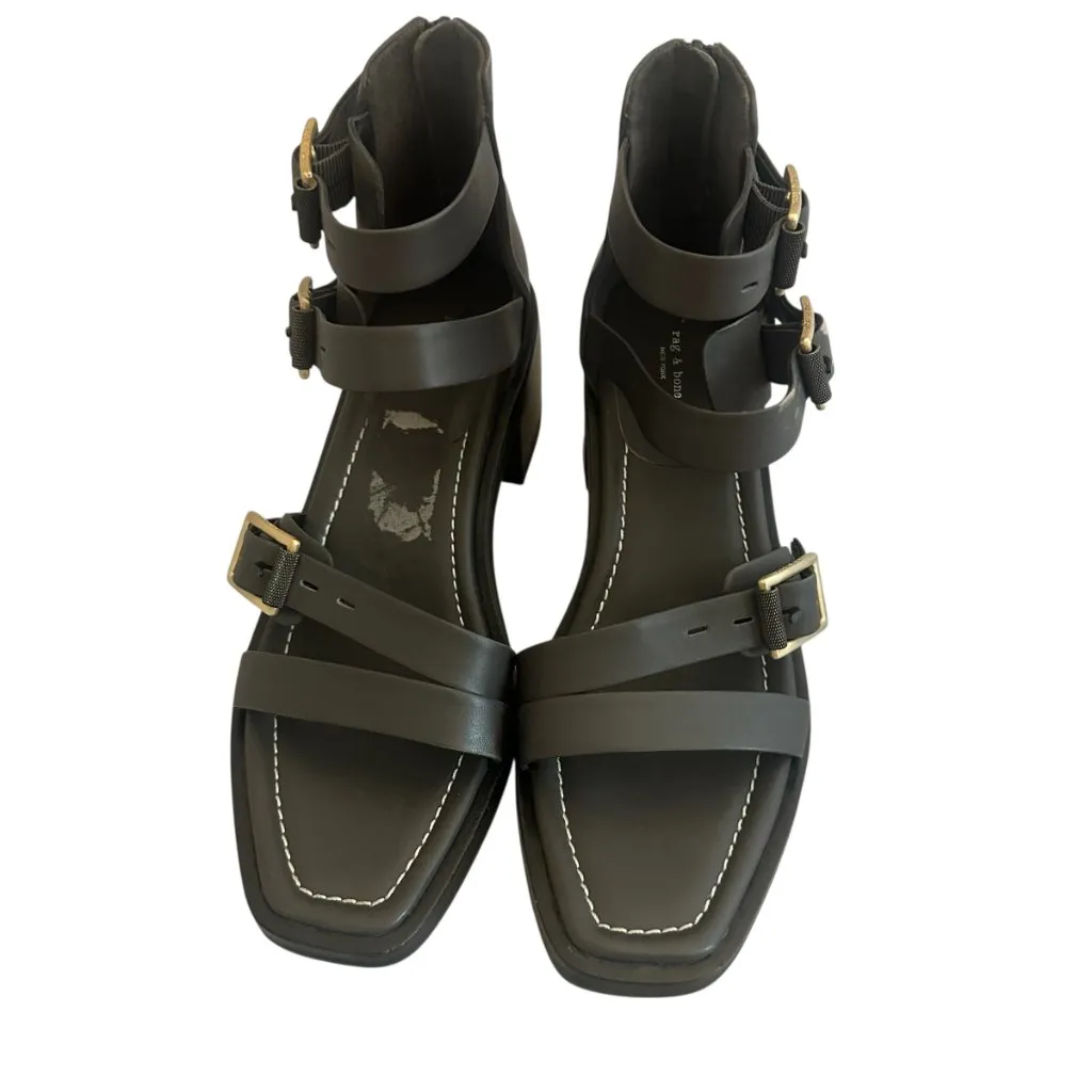 Rag & Bone Fallon Block Heel Sandals Shoes Strappy Buckle Grey Size 40 9.5 Women - Image 5