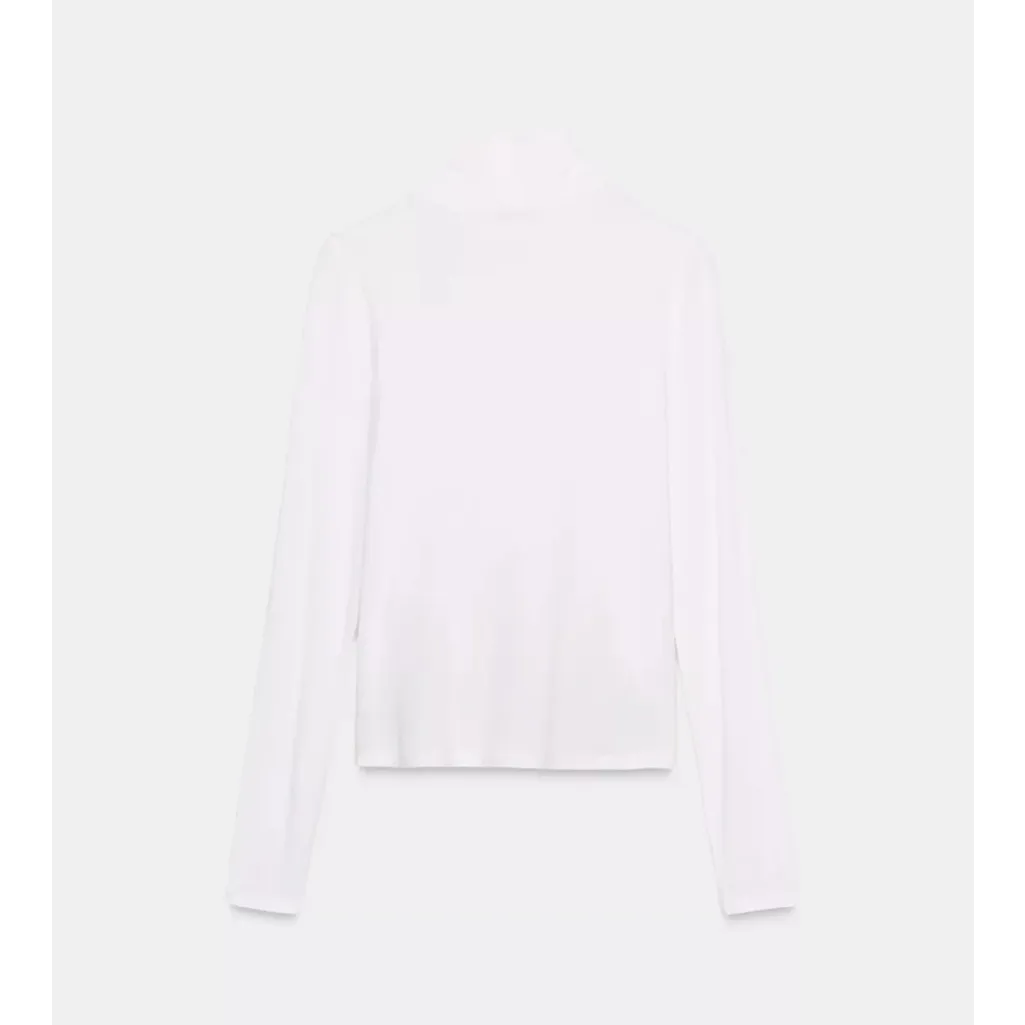 Zara NWT white & cream lace trim long sleeve mock neck stretchy mock neck top - Image 9