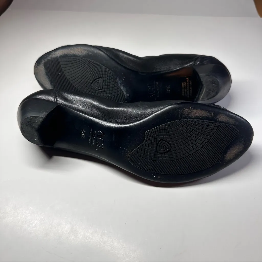 AGL Black Leather Rounded Cap Toe Kitten Heels Ballet Shoes 10.5 Minimalist 40.5 - Image 10