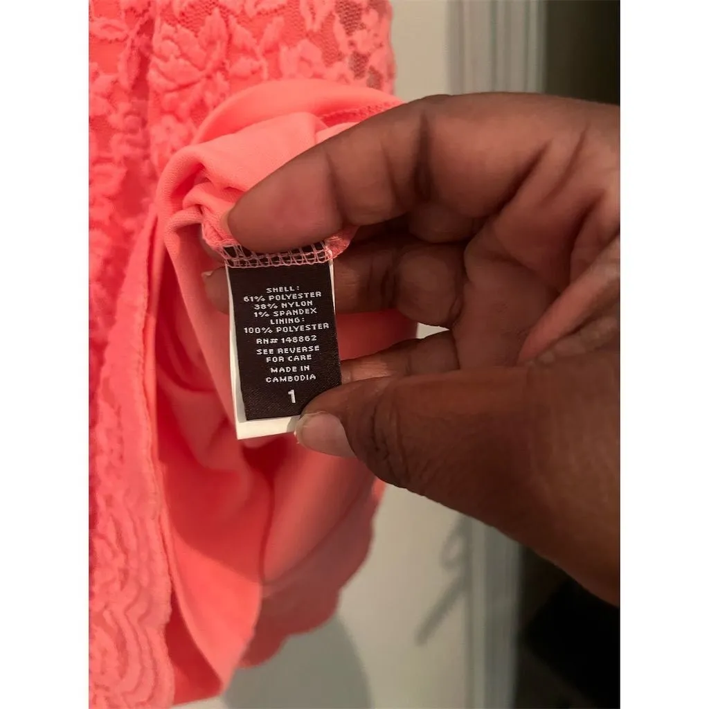 Torrid 1 Women's Coral Lace Floral‎ Mini Pencil Skirt 1x 14-16 - Image 8