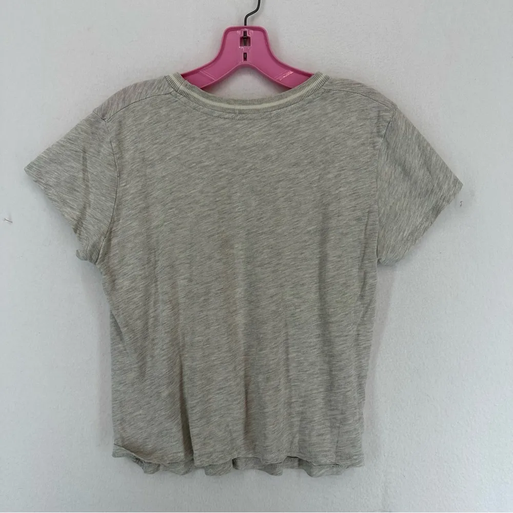 Brandy Melville Basic Cropped Short Sleeve T Shirt Striped Neck One Size Gray - Image 7