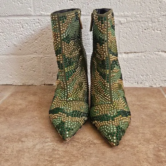 Kurt Geiger London Belgravia‎ Women's Bootie Green Crystal Heel $265 36.5 - Image 4