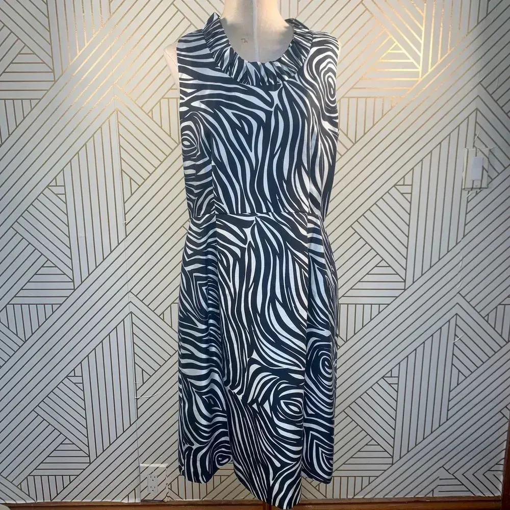 Kate‎ Spade Dyan Woodblock Zebra Black White Dress - Image 3