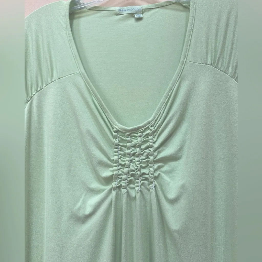 Fresh Produce Emma Dress In Mint Julep. Midi Length, Short Sleeve, Made In USA - Image 7