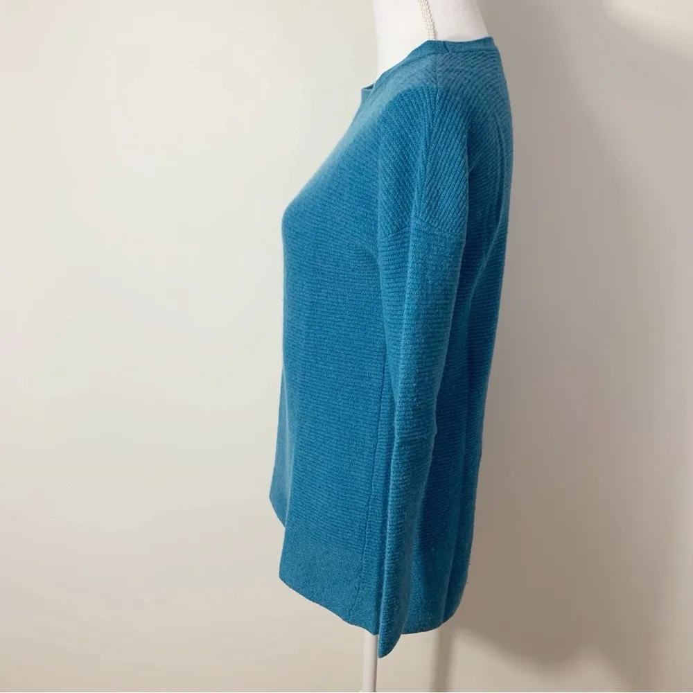 Griffen Teal Cashmere Ribbed Knit Crew Neck Sweater Size S Blue - Image 7