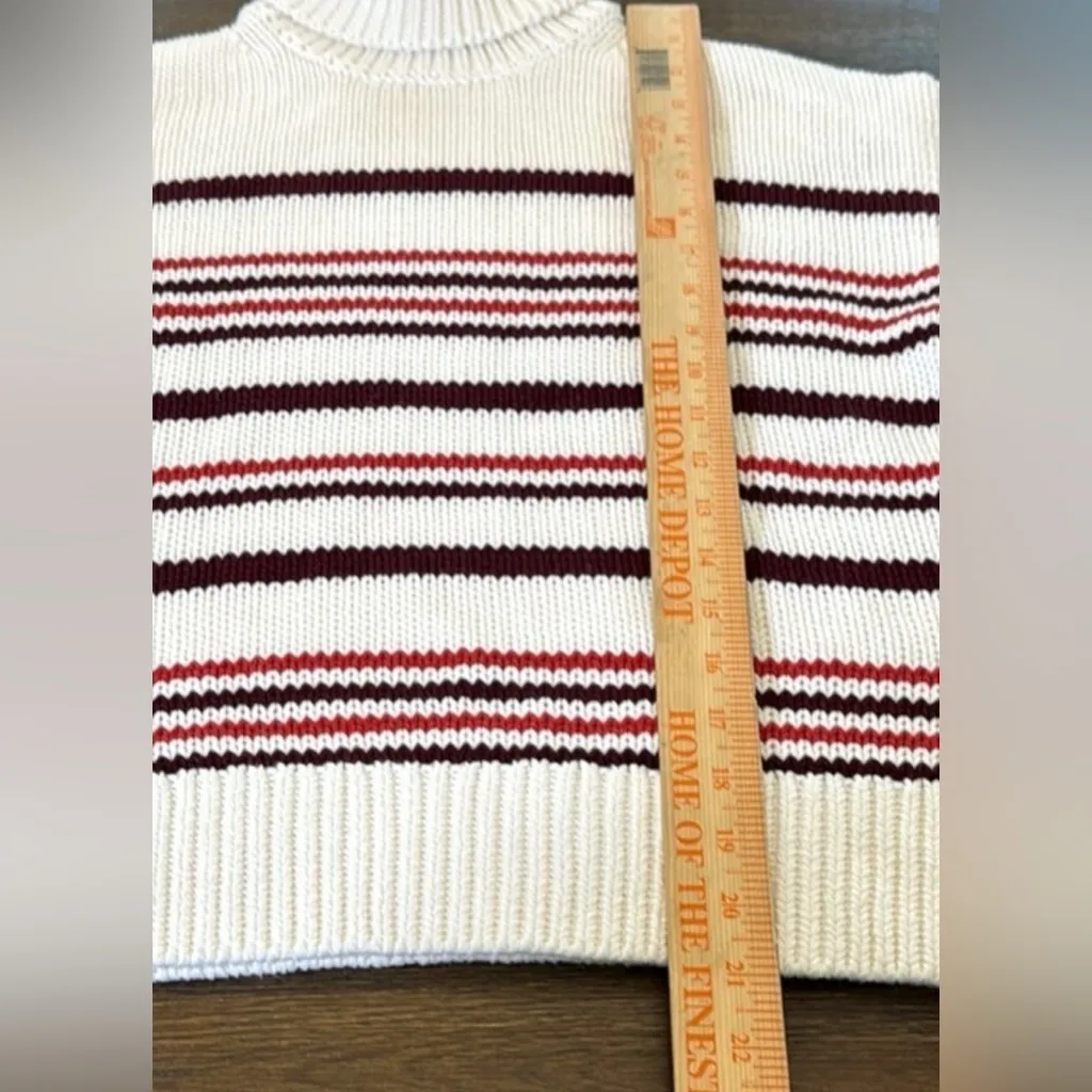 Madewell Ribbed 100%Cotton Turtleneck
Sweater in Stripe Size S - Image 3