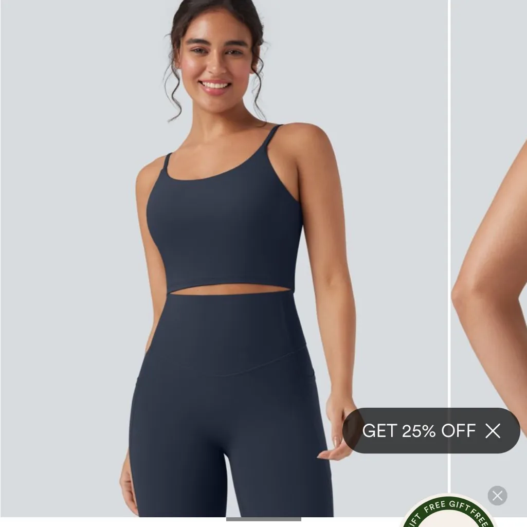 Halara UltraSculpt Cropped Yoga Tank Top Carbon Blue XS NWT - Image 3