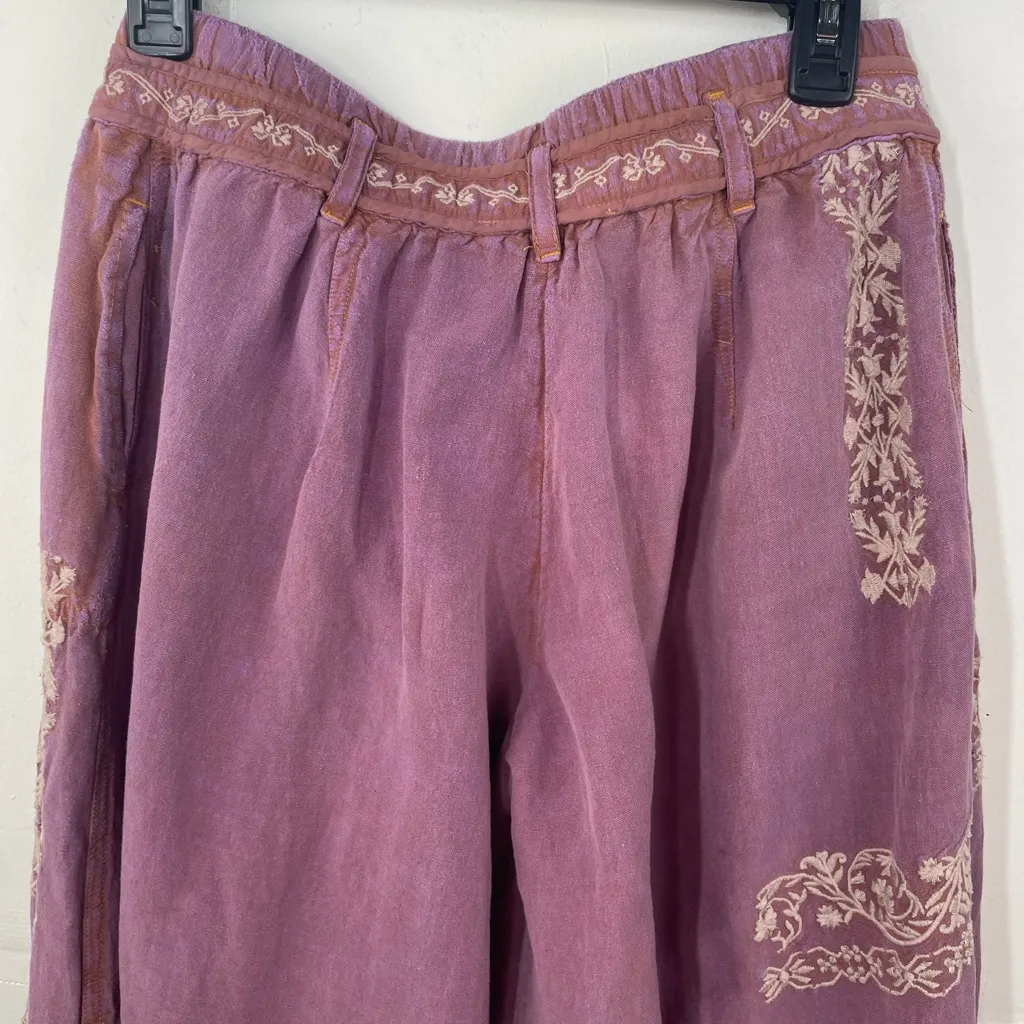 Anthropologie Boho Embroidered Parachute Pants size XS purple distressed - Image 6