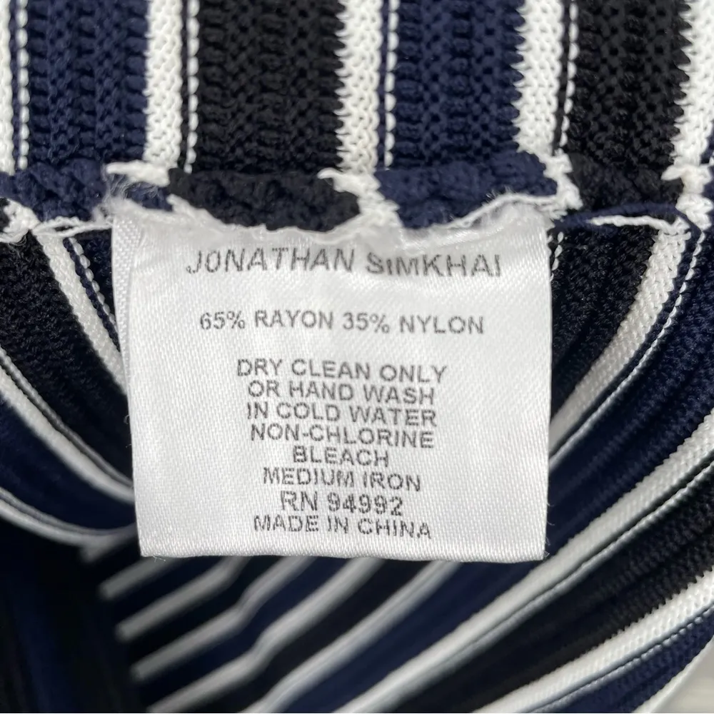 Jonathan Simhkai Midi Pencil Skirt Sz Medium Ribbed Bodycon Blue White Black EUC - Image 10