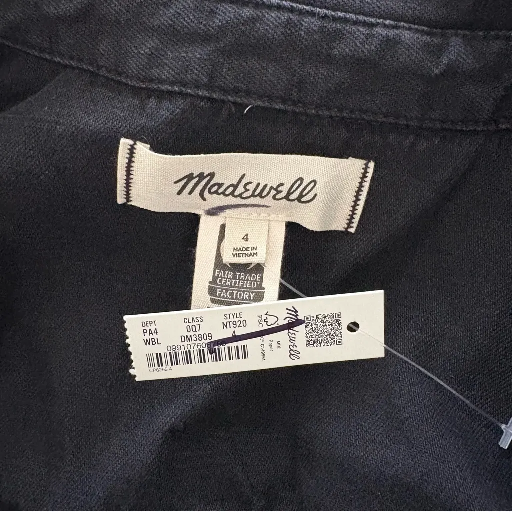 NWT Madewell Denim Seamed Mini Dress Washed Black - Image 4