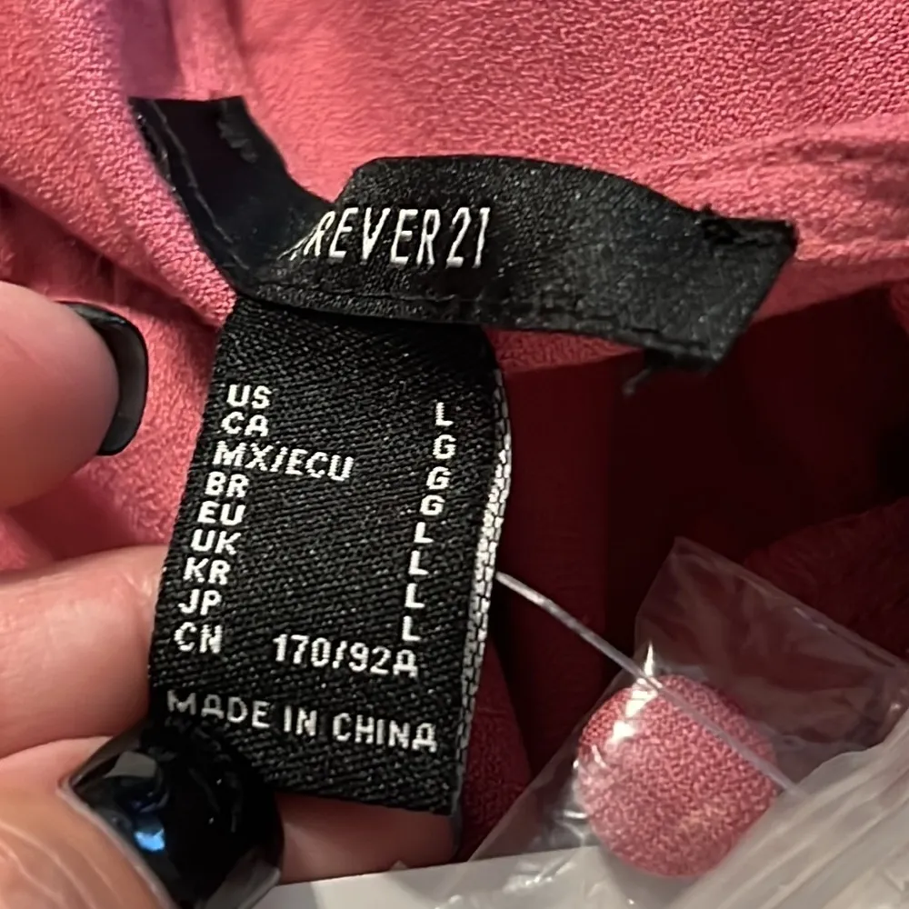 FOREVER 21 large blush dress deep v cottage core ruffle sleeve zip back closure - Image 7