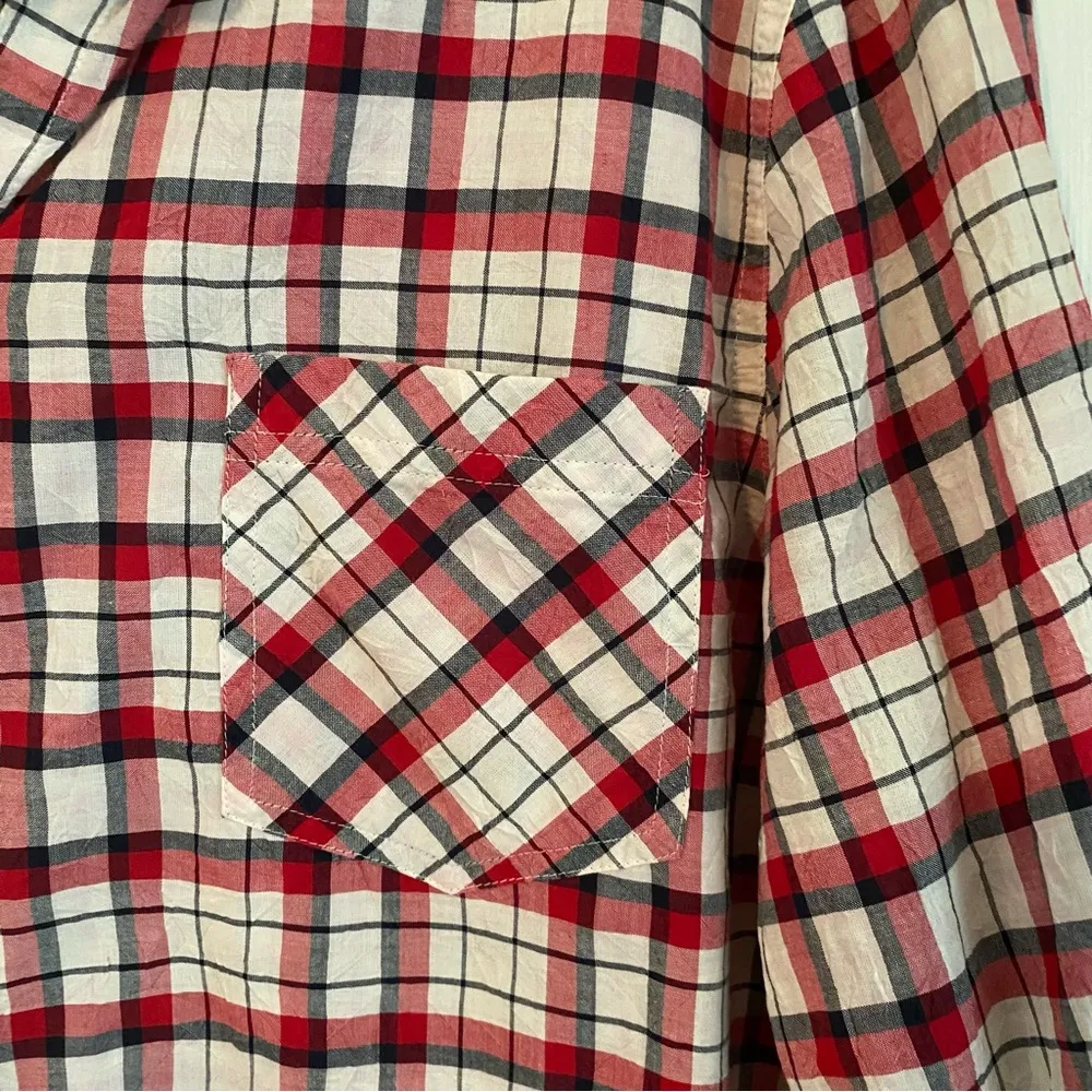 Banana Republic Womens 3/4 Length Sleeve Plaid Button Down Shirt Size Large - Image 16
