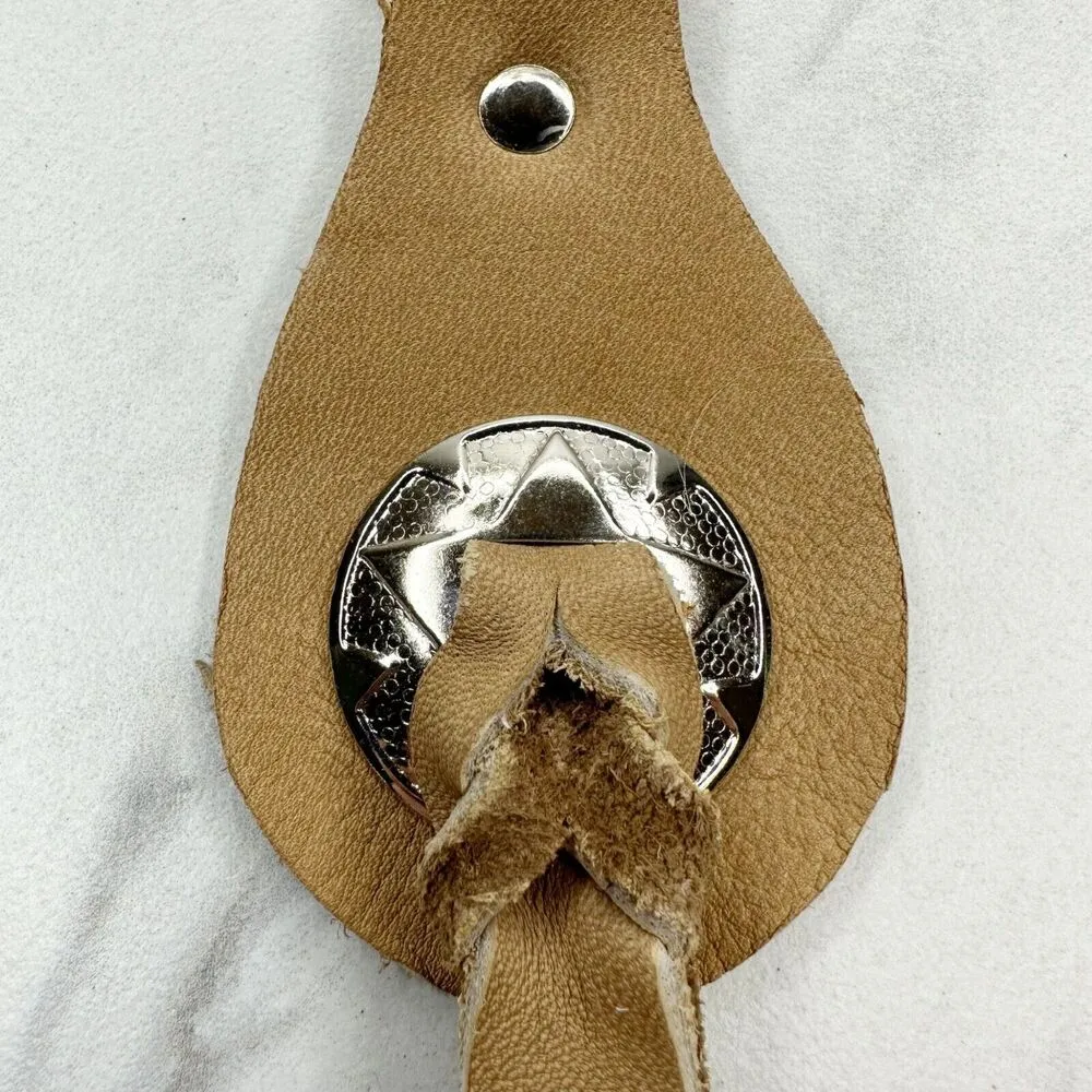 Soft Brown Leather Fringe Western Concho Boho Keychain Keyring - Image 5