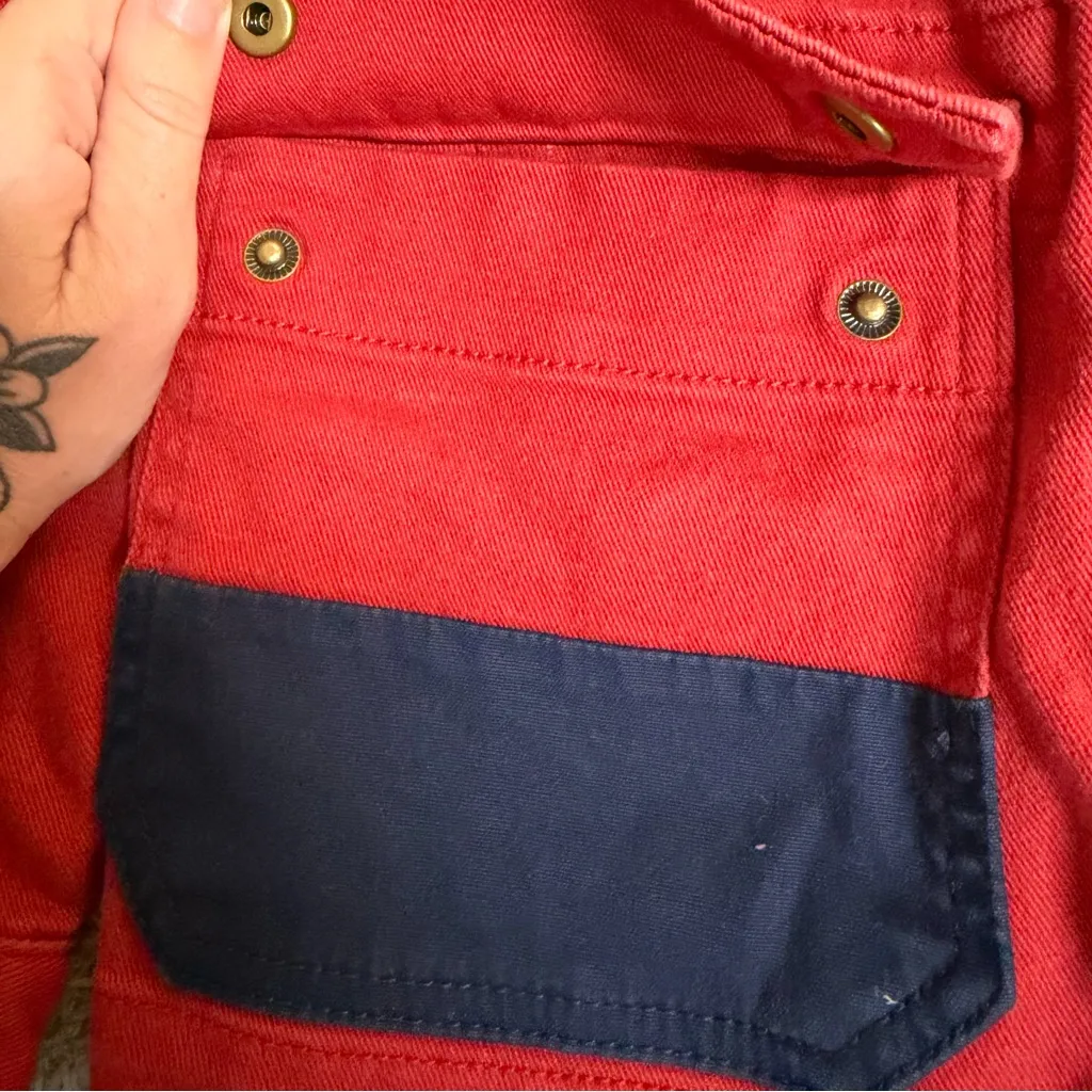 Vintage Ralph Lauren Womens Red Canvas Fireman Jacket Size Small - Image 4