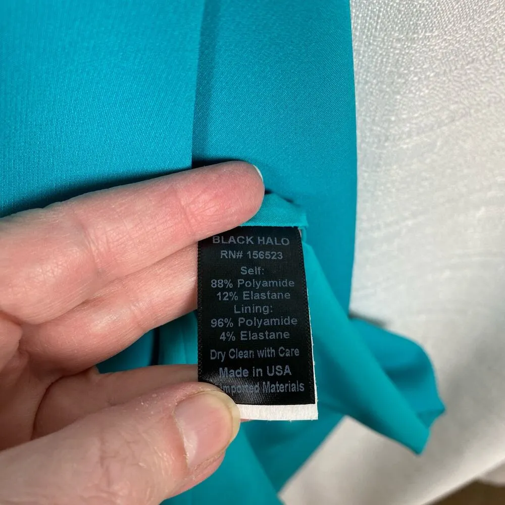 Black Halo Teal Nora V Neck Sleeveless Faux Wrap Sheath Dress Sz.6 NWT - Image 12