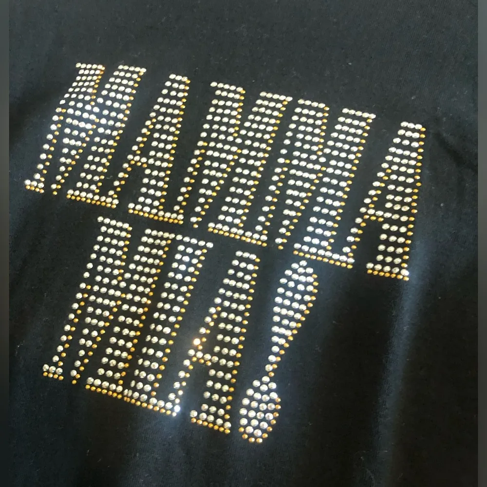 Mama Mia! Abba metallic embellished black T/shirt 100% cotton NEW - Image 6