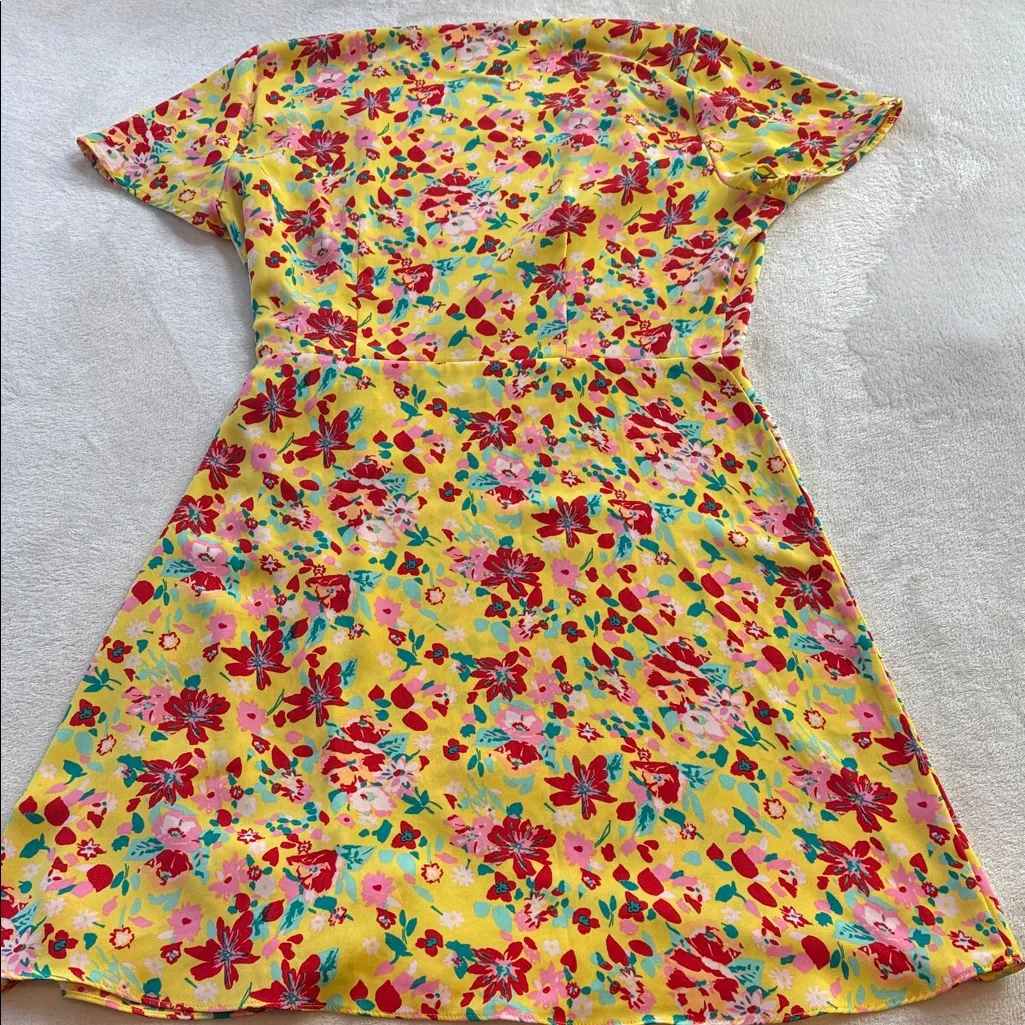 J.Crew Yellow Multicolored Floral Print Wrap Dress - Image 14