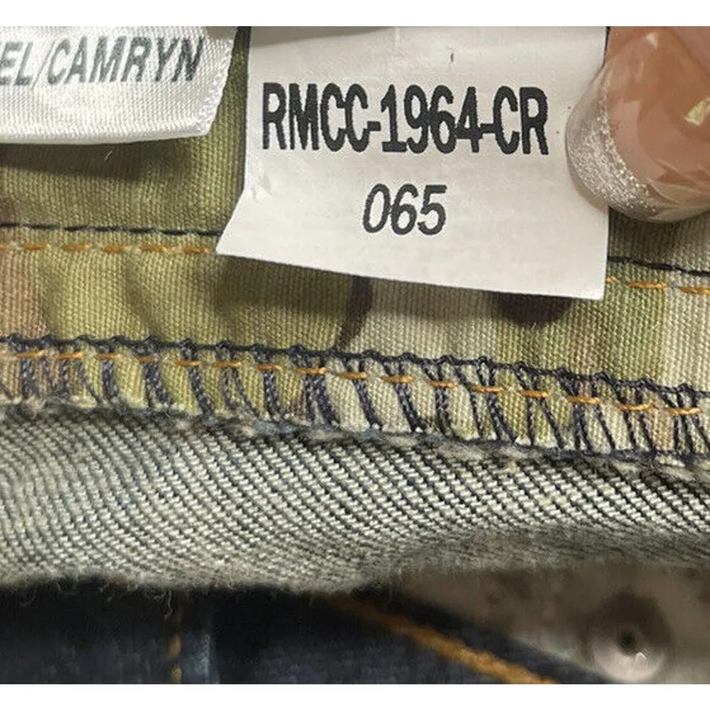 Juniors CRUEL CAMRYN Camo Stud Detail Dark Denim Low Rise Boot Cut Stretch Sz 5S - Image 8