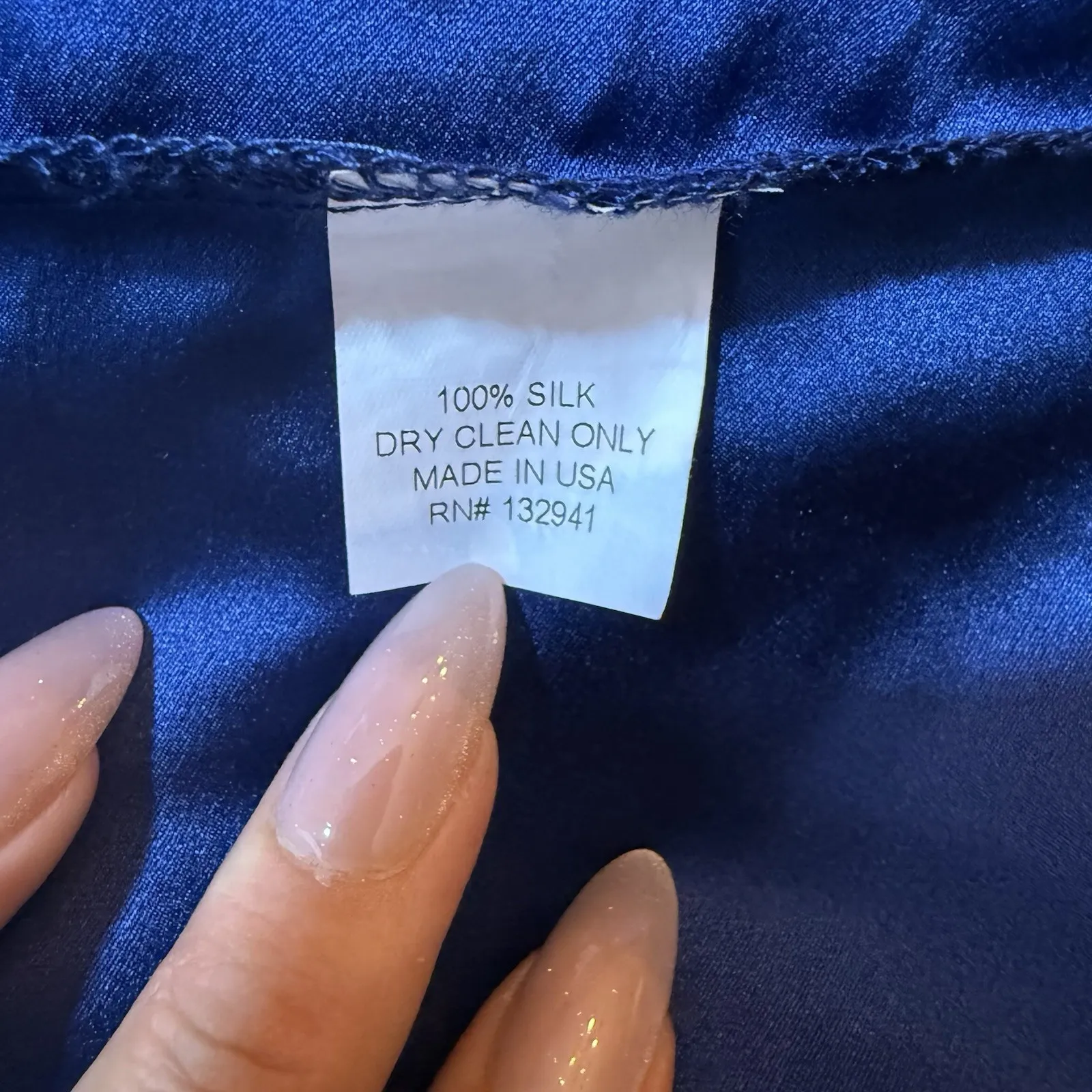 Amanda Uprichard M 100% Liquid‎ Silk Shift Dress Blue Career Office Made In USA - Image 11