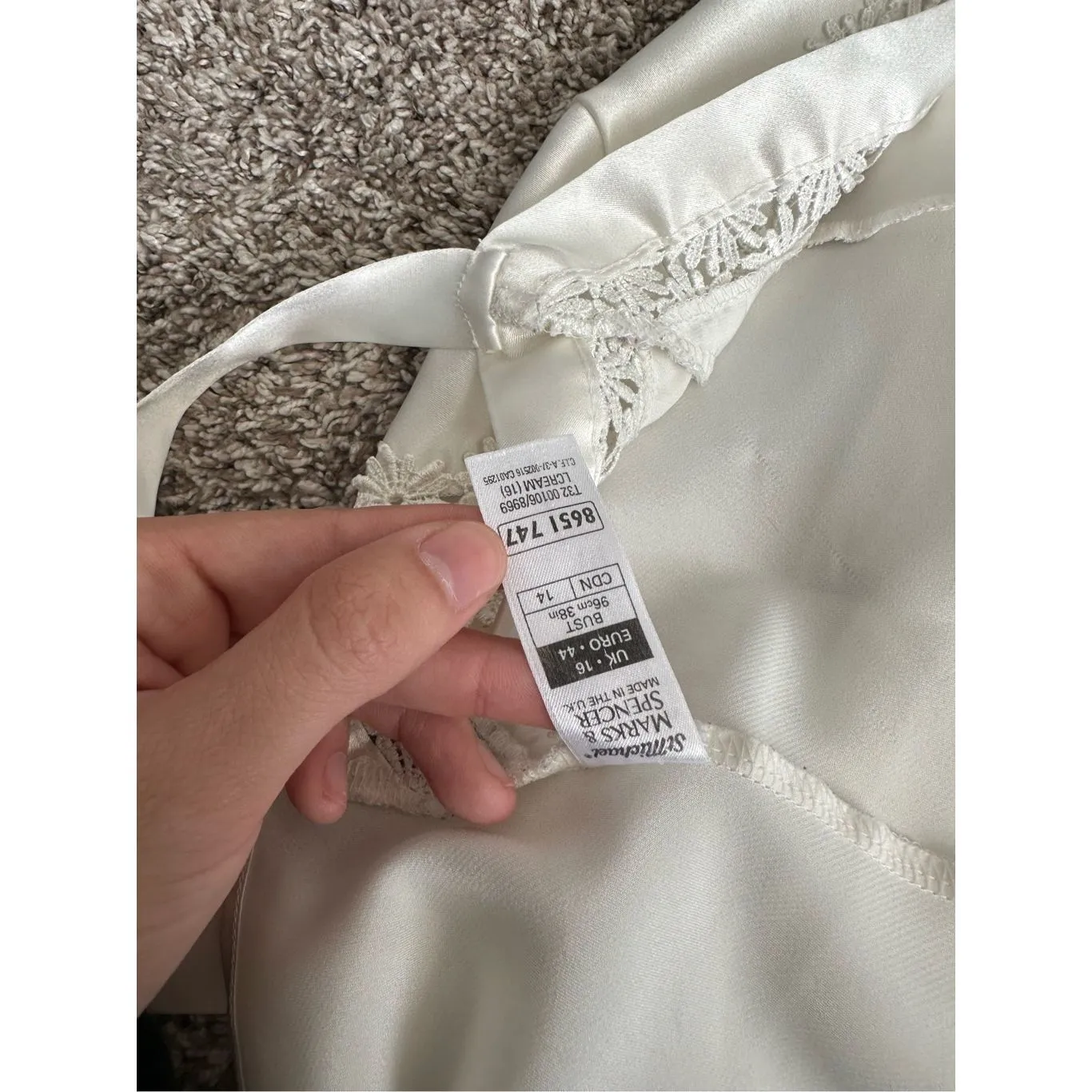 vintage marks & spencer silky stain lace trim tank top camisole size 14 White Size L - Image 5